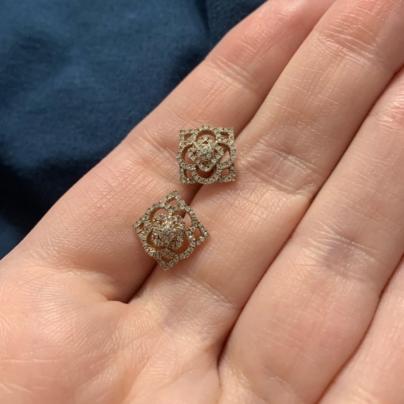 Vintage 10k Diamond Rose Gold Earrings - Picture 12 of 13